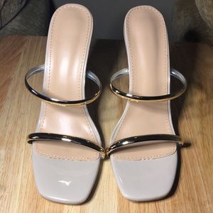 Neutral Heels with Gold Straps ✨